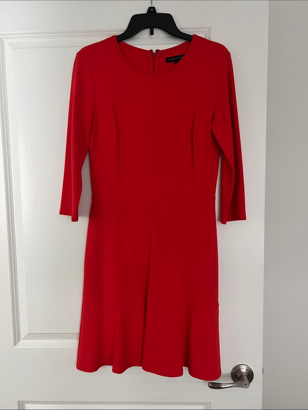 Banana Republic Red Long-Sleeve Sheath Dress